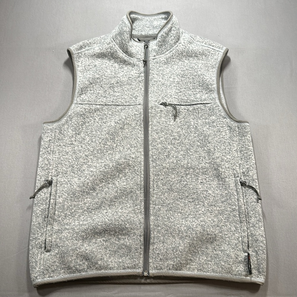 J. Crew Men's Light Heather Gray Fleece Zip Vest